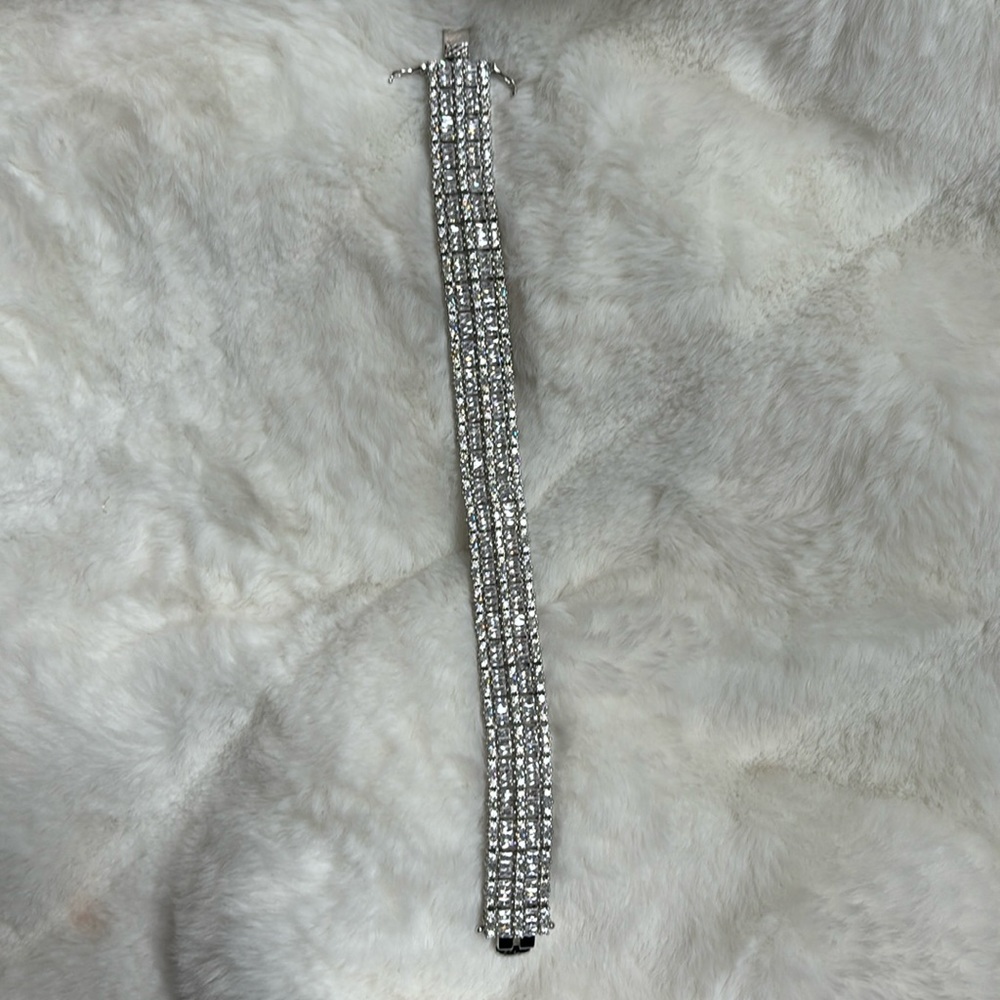 JTV Bella Luce 22.39CTW Baguette & Round Rhodium Bracelet Silver NIB NWT